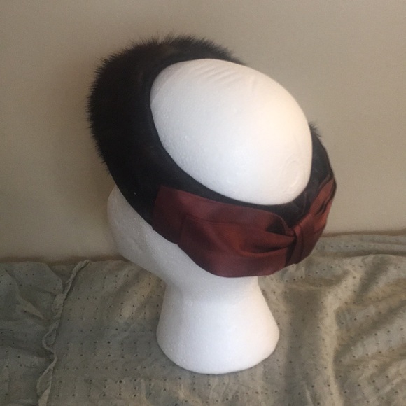 Velvet Fur and Satin Brown Vintage Hat main image 9